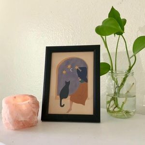 Witch & Cat Art Print 5x7